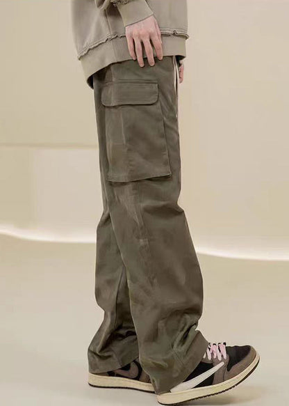 Green Camouflage Embroideried Pockets Cotton Pants Spring