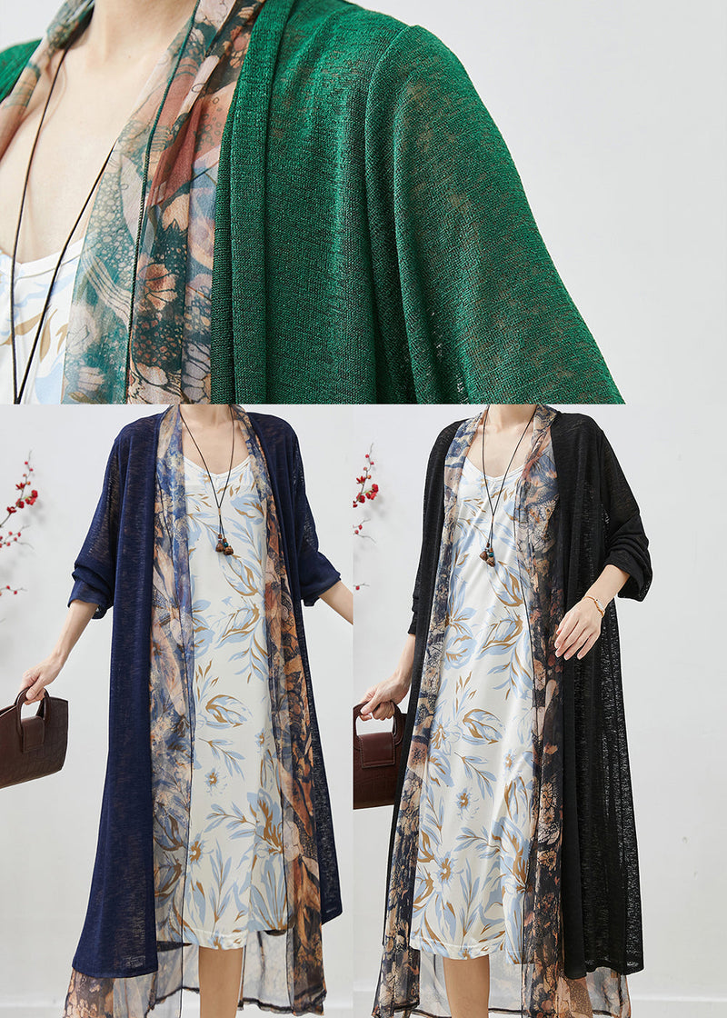 Green Oversized Patchwork Chiffon Loose Coat Spring