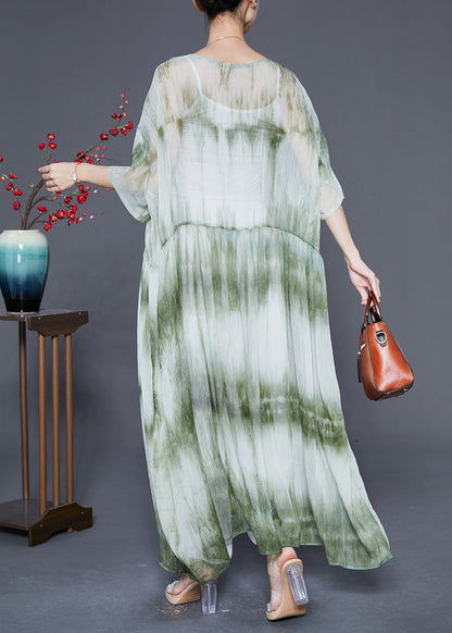 Green Oversized Tie Dye Maxi Dress Summer