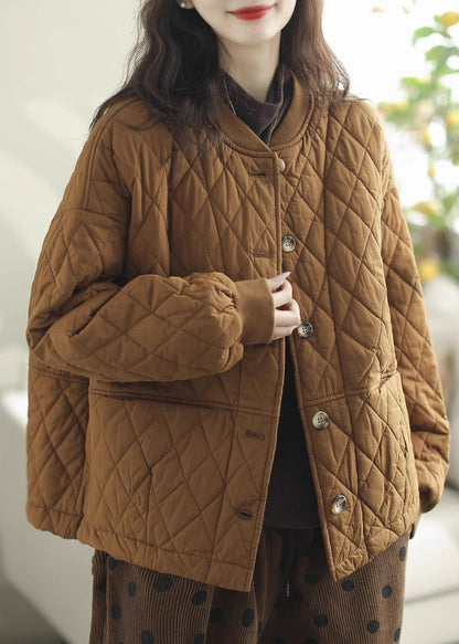 Brown Oversized Warm Fine Cotton Filled Coats Winter