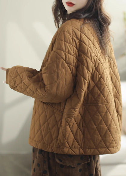 Brown Oversized Warm Fine Cotton Filled Coats Winter