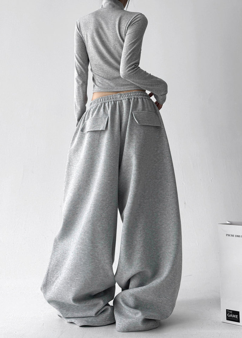 Grey Oversized Cotton Harem Pants Fall
