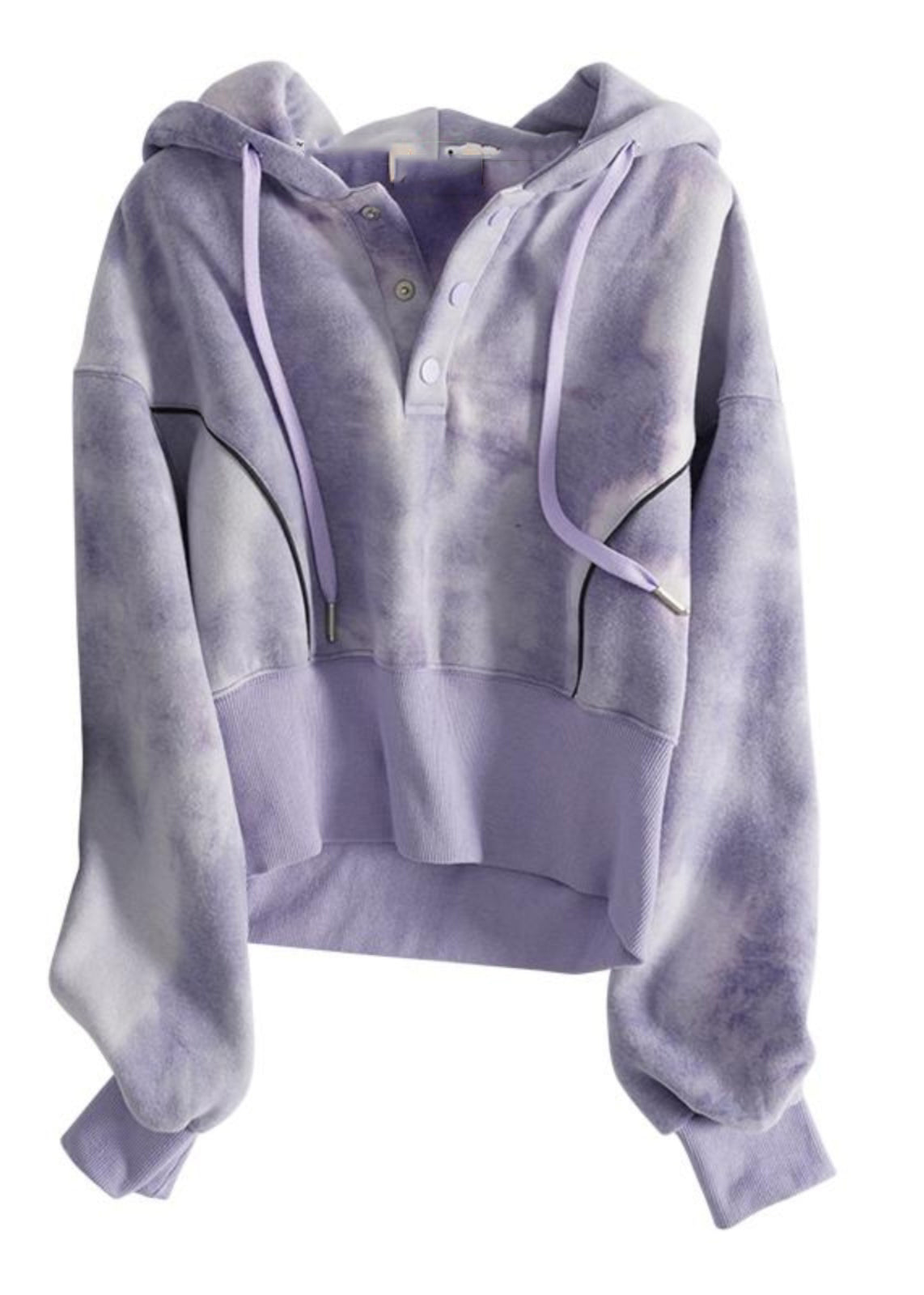 Casual Grey Tie Dye Drawstring Hooded Sweatshirts Top Spring