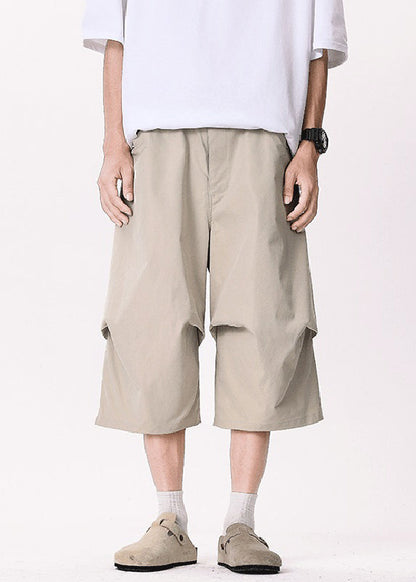 Khaki Asymmetrical Pockets Patchwork High Waist Pants