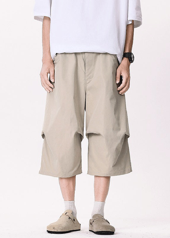 Khaki Asymmetrical Pockets Patchwork High Waist Pants