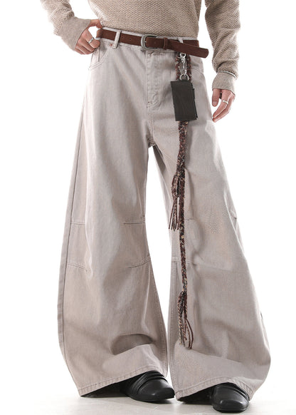 Khaki Wrinkled High Waist Denim Pants Fall
