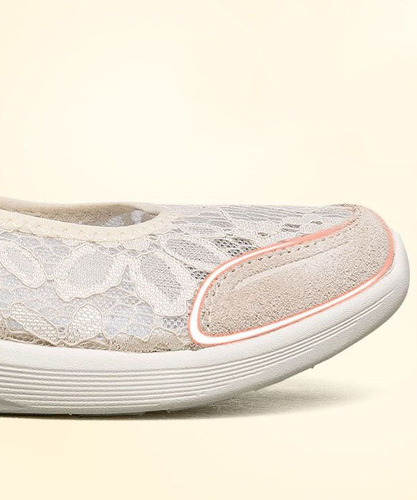 Lace Wedge Heels White Splicing Suede