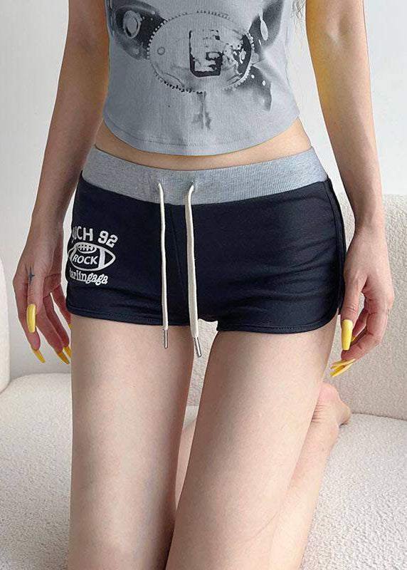 Letter Printed Lace Up Workout Gym Shorts Running Shorts