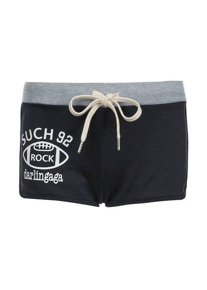 Letter Printed Lace Up Workout Gym Shorts Running Shorts