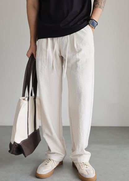 Linen Lace Up Pockets Pants Fall