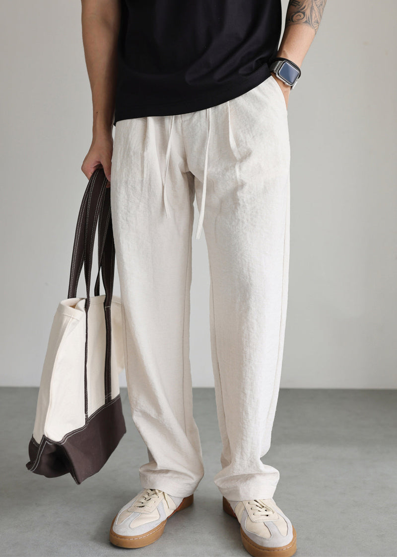 Linen Lace Up Pockets Pants Fall