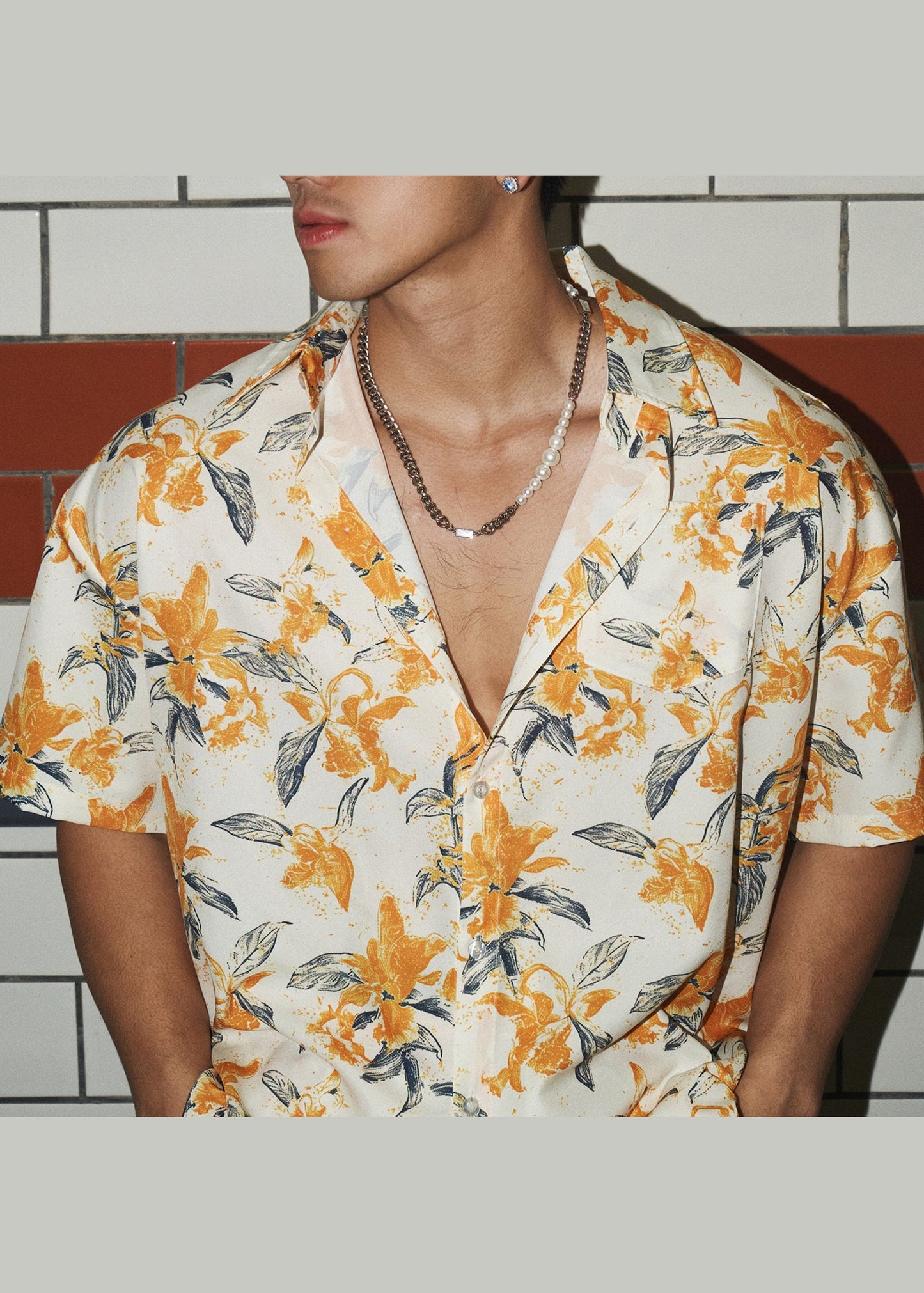 Loose Print Short Sleeved Shirt Summer Thin Style