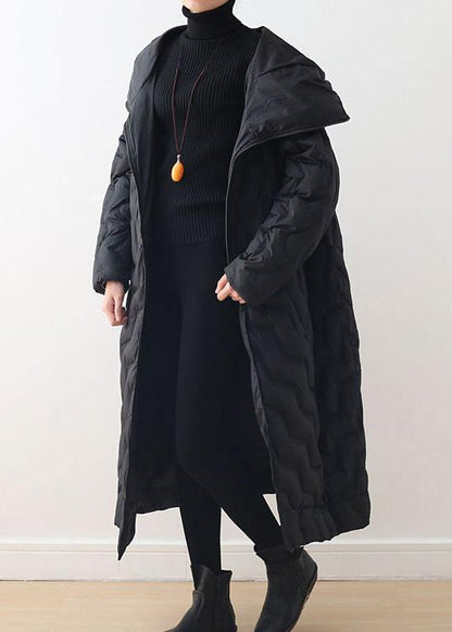 Loose Fitting Down Jacket Hooded Overcoat Asymmetric Down Coat Winter