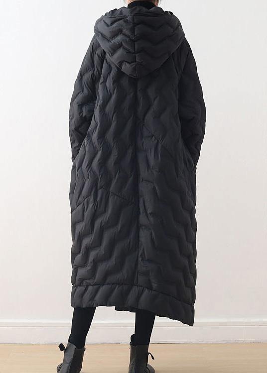 Loose Fitting Down Jacket Hooded Overcoat Asymmetric Down Coat Winter
