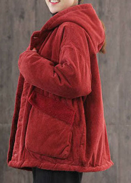 Mulberry Hooded Corduroy Fine Cotton Filled Parka Winter