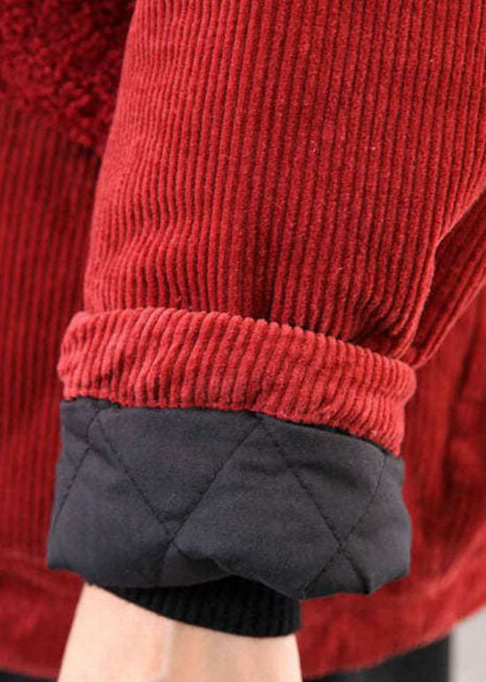 Mulberry Hooded Corduroy Fine Cotton Filled Parka Winter