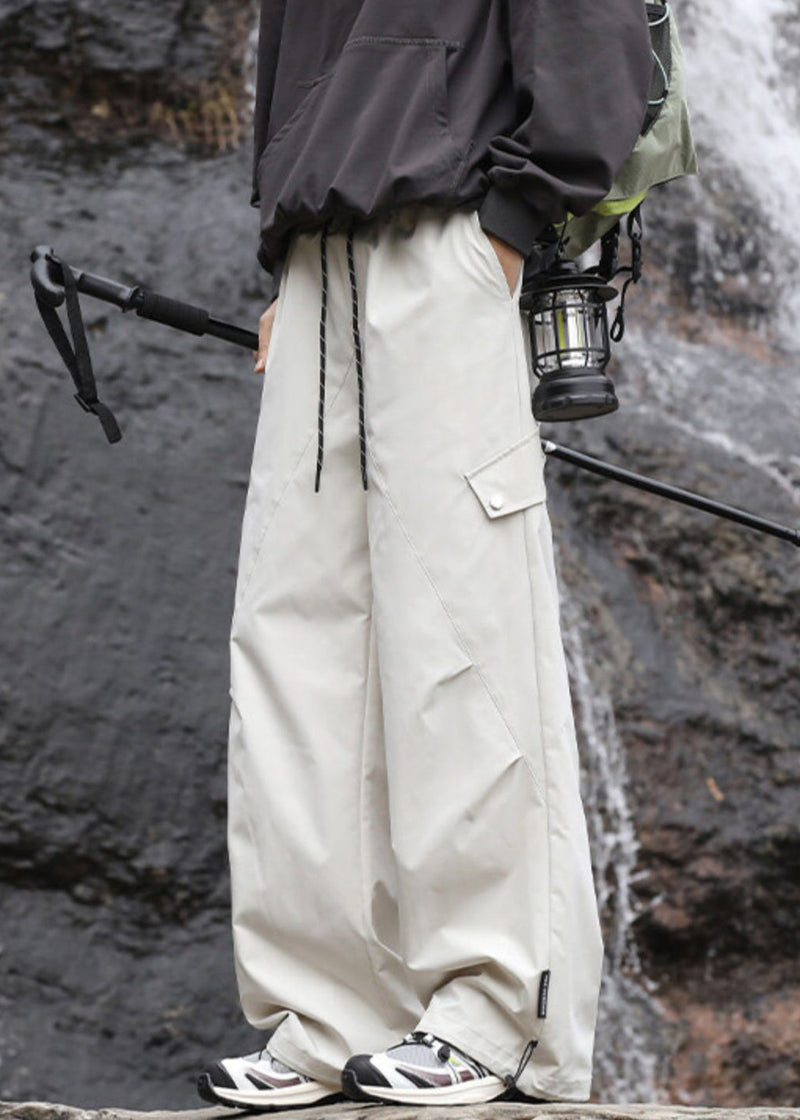 Navy Pockets Drawstring Cotton Pantsl Fall