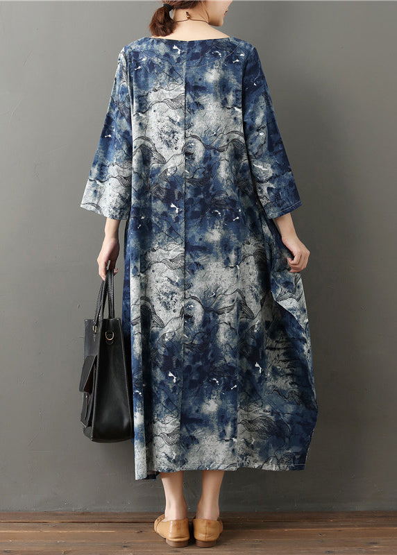 O-neck Print Cozy Vacation Long Dresses Spring