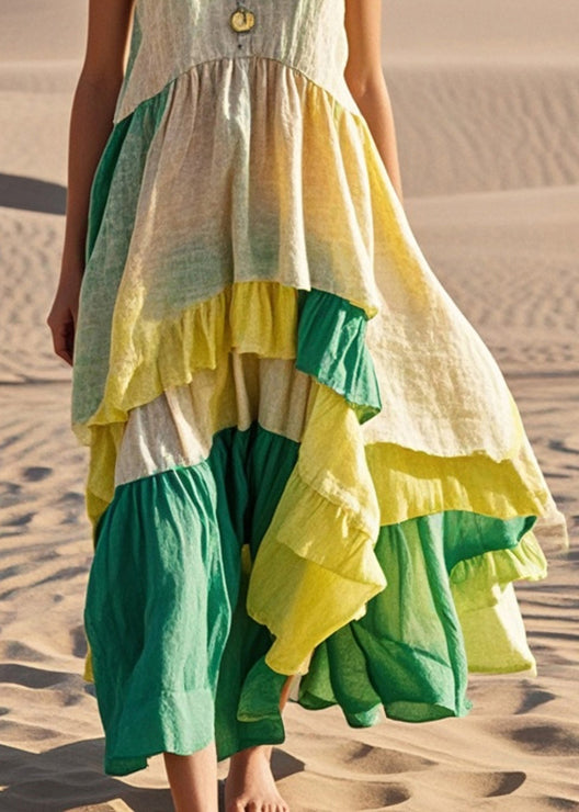 Oversized Patchwork Exra Large Hem Cotton Long Dress Summer