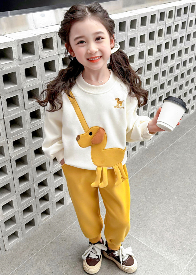 Pink Animal Sweatshirt and Pants Two Piece Set Clothing Spring