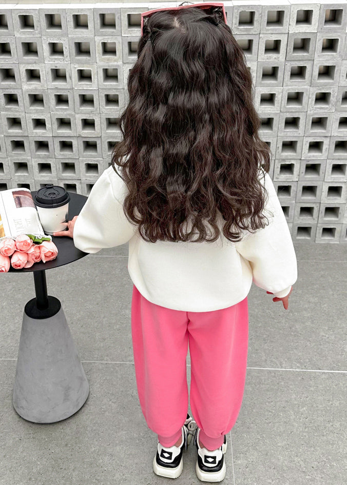 Pink Animal Sweatshirt and Pants Two Piece Set Clothing Spring