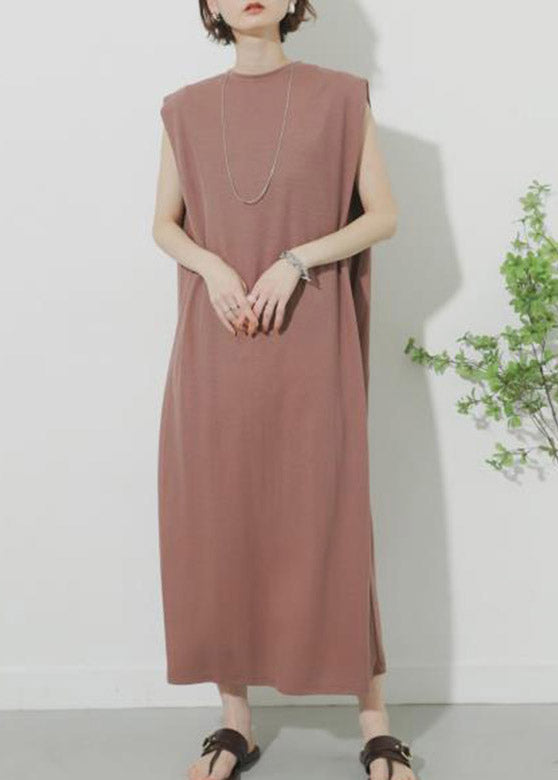Pink O-neck Maxi Dress Summer