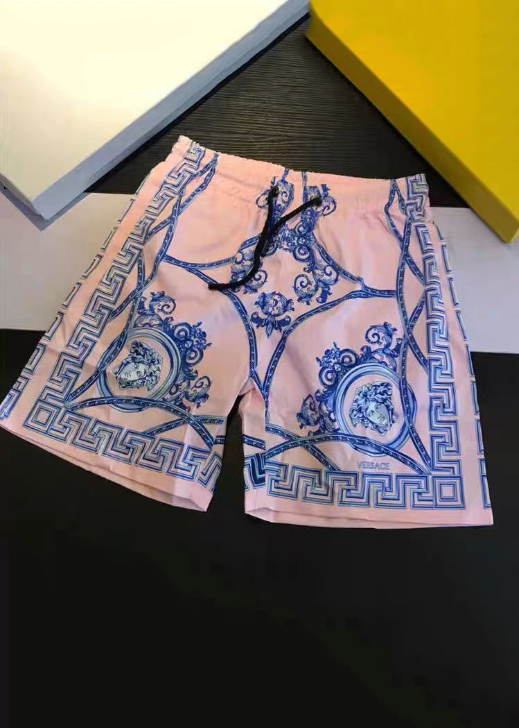 Pink Print High Waist Cotton Summer Shorts