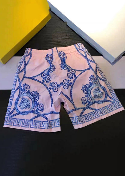 Pink Print High Waist Cotton Summer Shorts