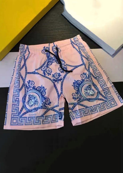 Pink Print High Waist Cotton Summer Shorts