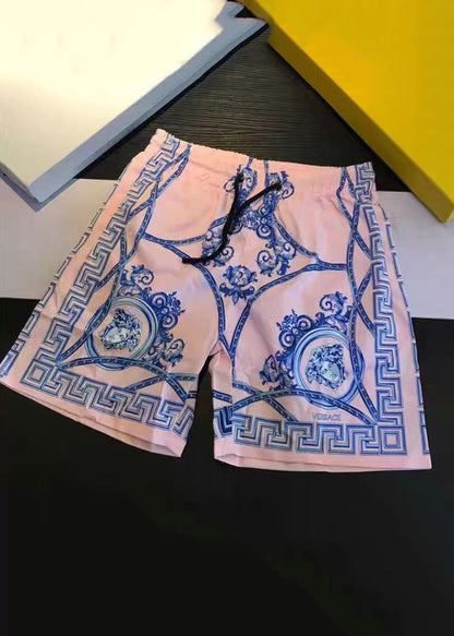 Pink Print High Waist Cotton Summer Shorts