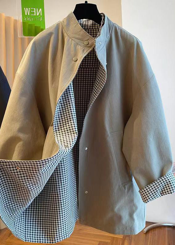 Purple Stand Collar Wear on Both Sides Cotton Jacket Spring