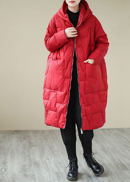 Red Zip Up Thick Fine Cotton Filled Coat Winter