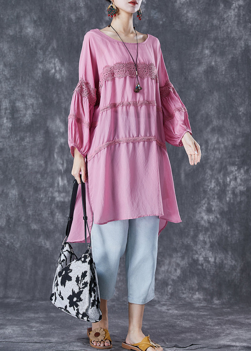 Rose Oversized Patchwork Cotton Robe Dresses Summer