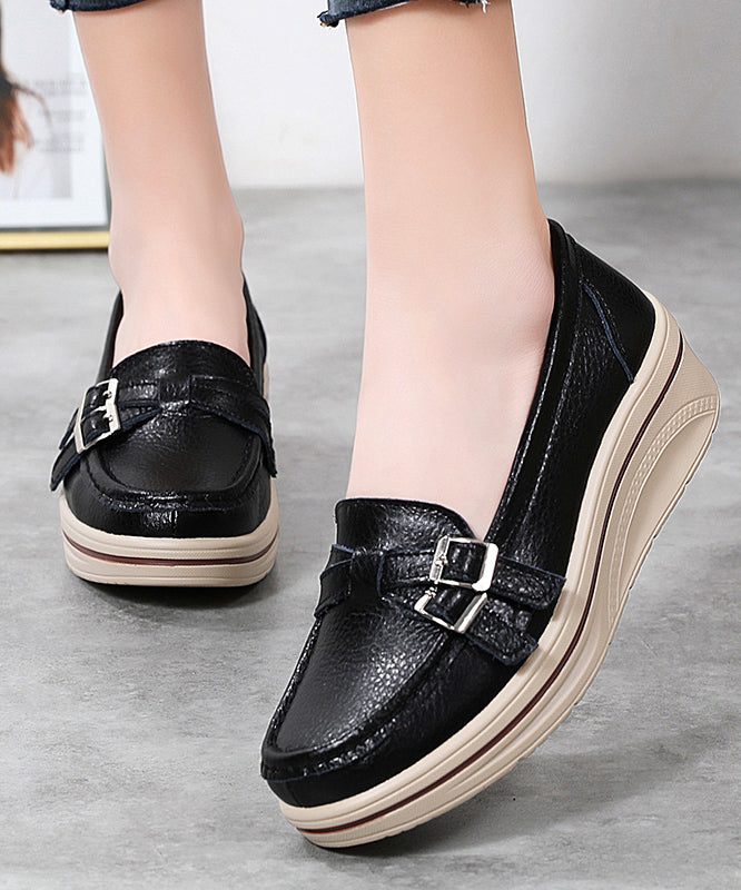 Splicing Platform Penny Loafers Red Cowhide Leather