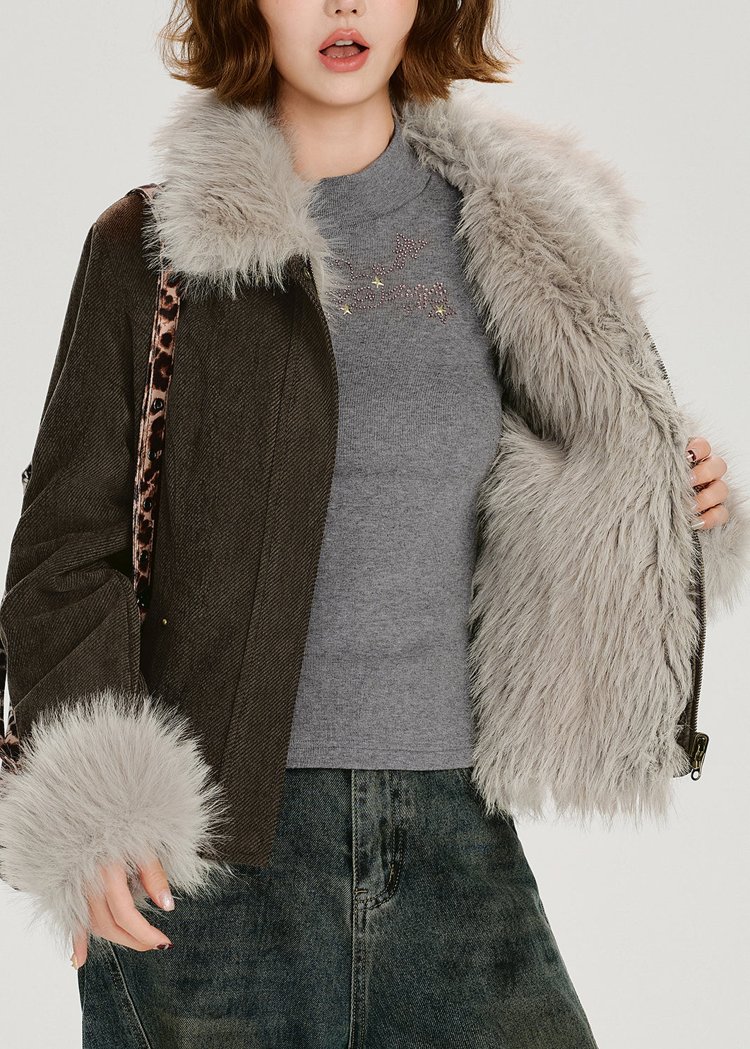 Stand Collar Thick Patchwork Warm Fleece Coats Winter
