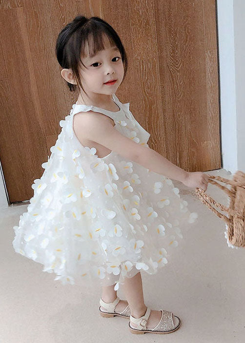 White Decorated Patchwork Tulle Baby Dress Summer