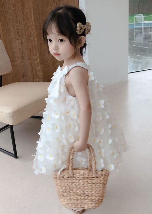 White Decorated Patchwork Tulle Baby Dress Summer