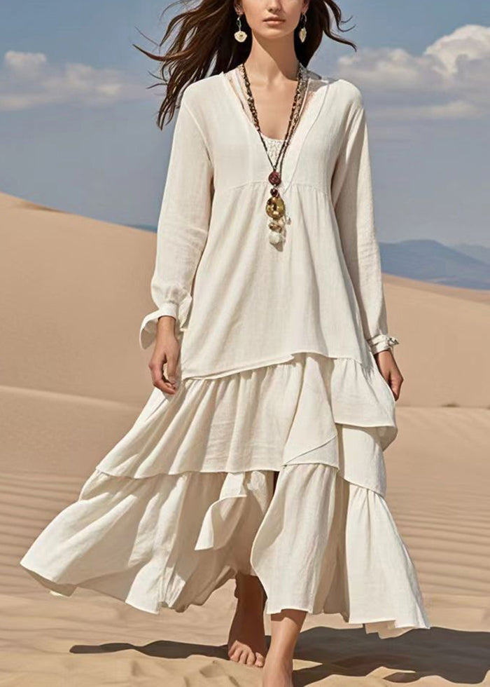 White Oversized Exra Large Hem Cotton Ankle Dress Spring