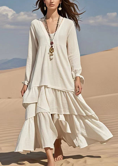 White Oversized Exra Large Hem Cotton Ankle Dress Spring