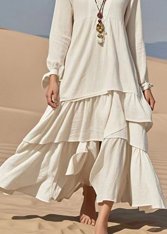 White Oversized Exra Large Hem Cotton Ankle Dress Spring