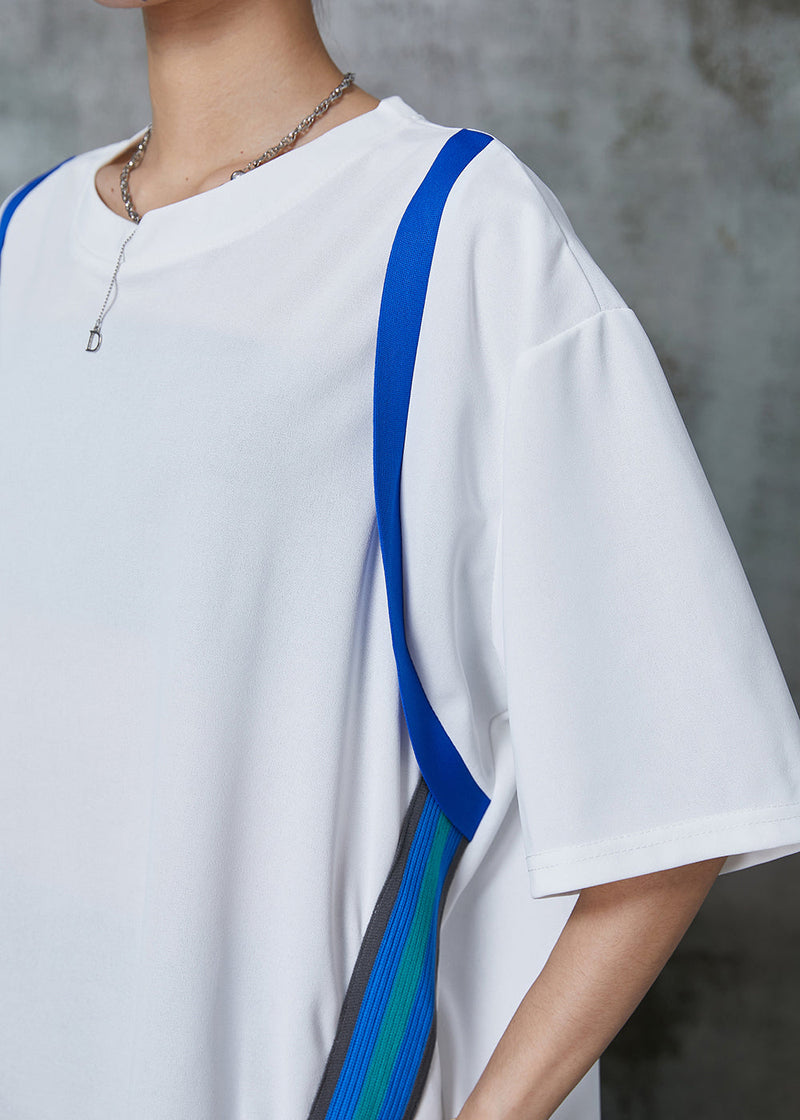 White Oversized Patchwork Cotton Long Dresses Summer