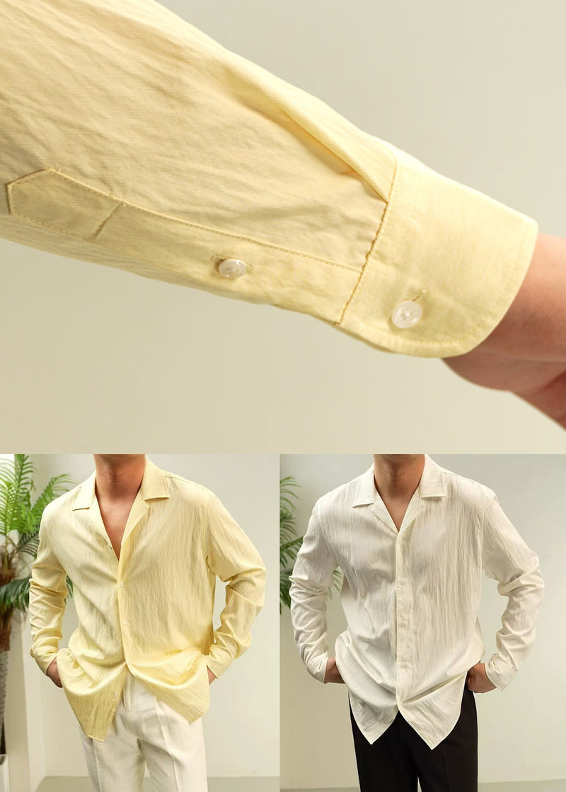 Yellow Peter Pan Collar Button Cotton Shirt Fall