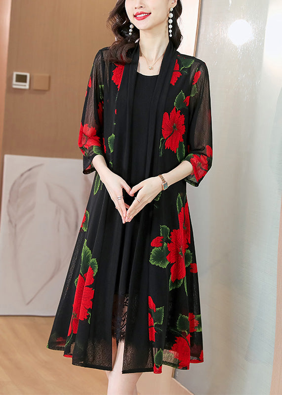 Yellow V Neck Print Ice Silk Chiffon Long Sunscreen Cardigans Summer