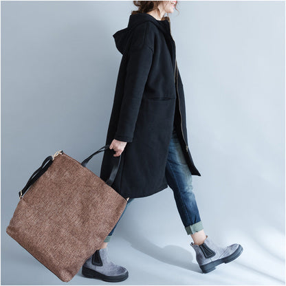 Black Parkas for Hooded Jackets & Coats Warm Prints Overcoat