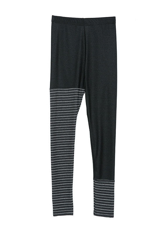Black Striped Patchwork Pants Spring