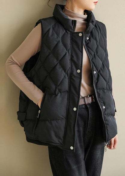 Black Winter Coats Clothing Jackets & Coats Sleeveless Half High Neck Overcoat