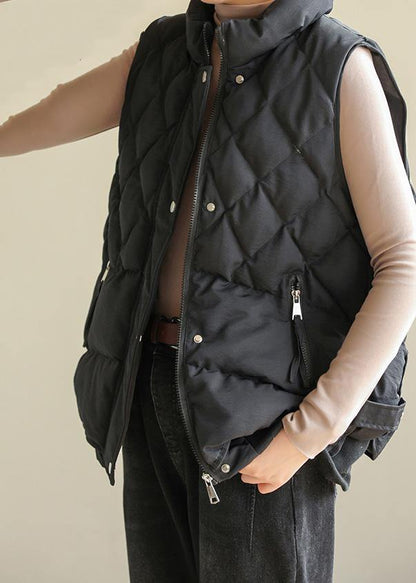 Black Winter Coats Clothing Jackets & Coats Sleeveless Half High Neck Overcoat