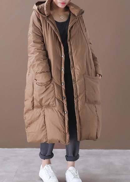 Chocolate Goose Down Coat Clothing Snow Jackets Hooded Button Down Quality Coats