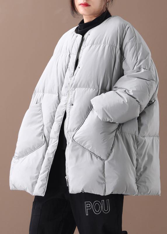 Gray Parka Overcoat Button Down Coat