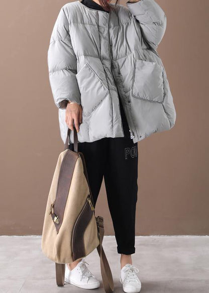 Gray Parka Overcoat Button Down Coat